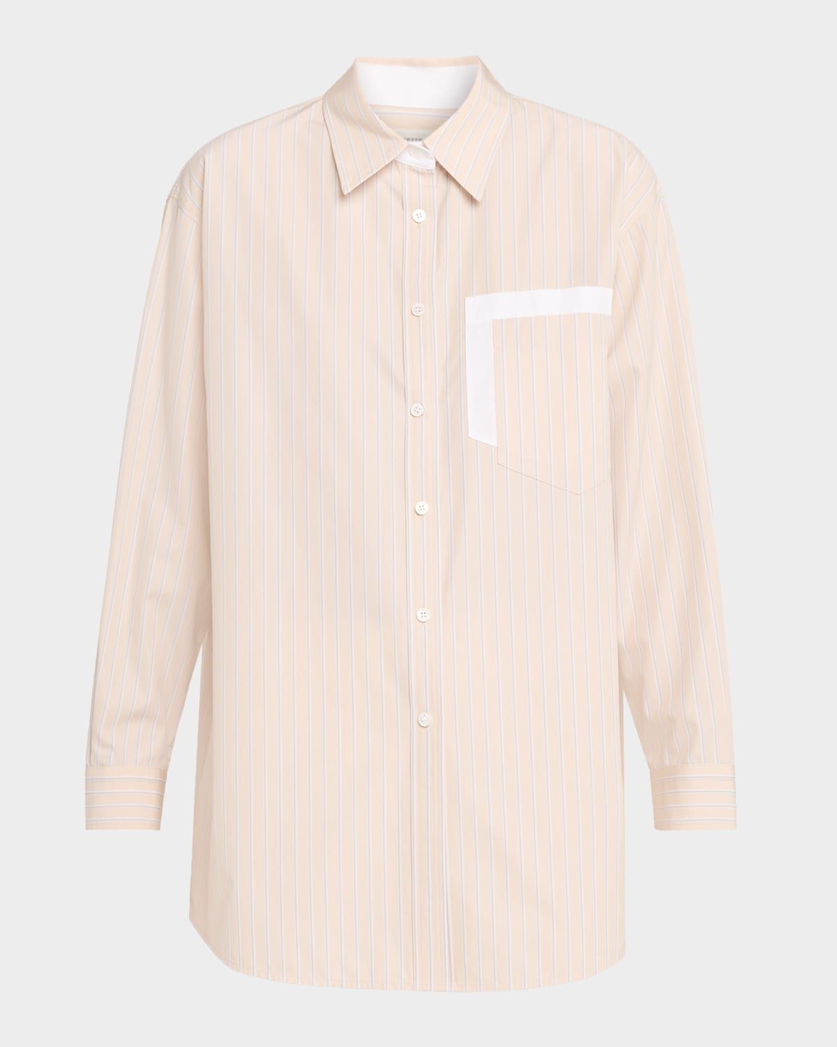 Striped Cotton Poplin Oversized Boyfriend Shirt