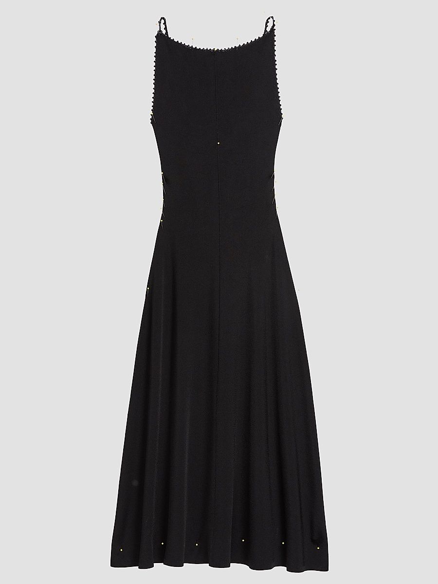 Women's Square Neck Midi Dress - Black - Size Large