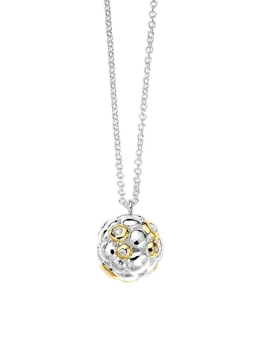 Women's Chimera Sterling Silver, 18K Yellow Gold, & Diamond Large Cluster Pendant Necklace - Silver