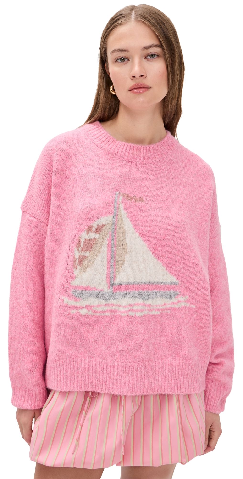 Bailey Rose Sailboat Sweater French Pink L