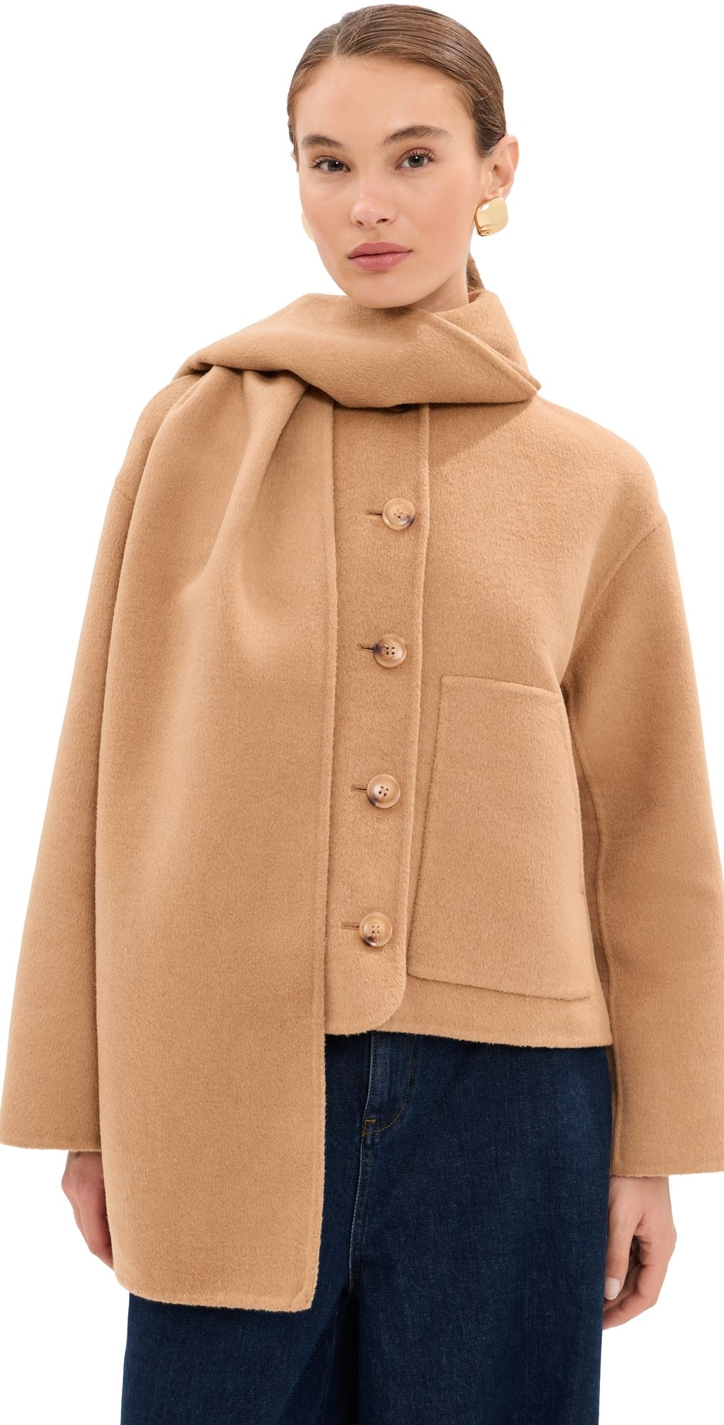 LE BOP Rachel Scarf Coat Camel L
