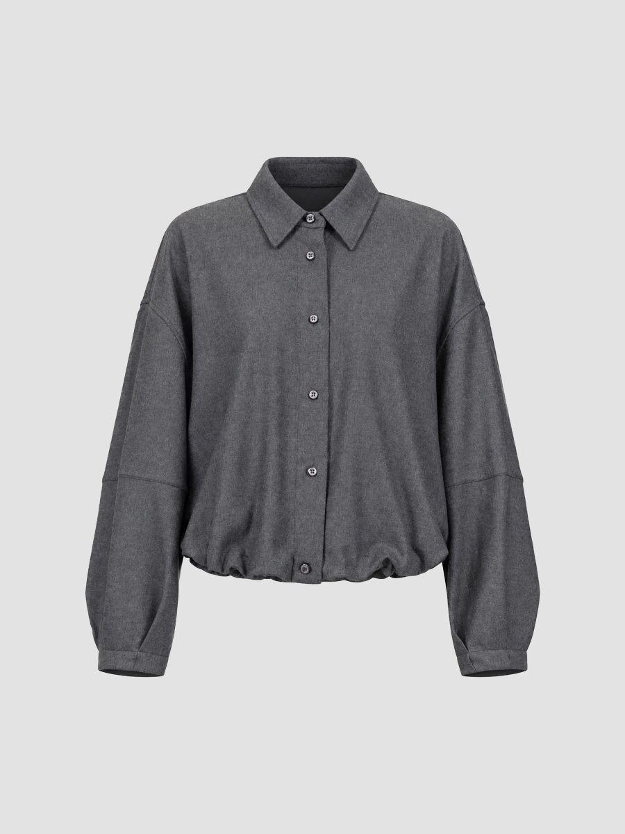 Callas Milano Women's Niki Lantern Sleeve Shirt Jacket - Grey Melange - Size 2