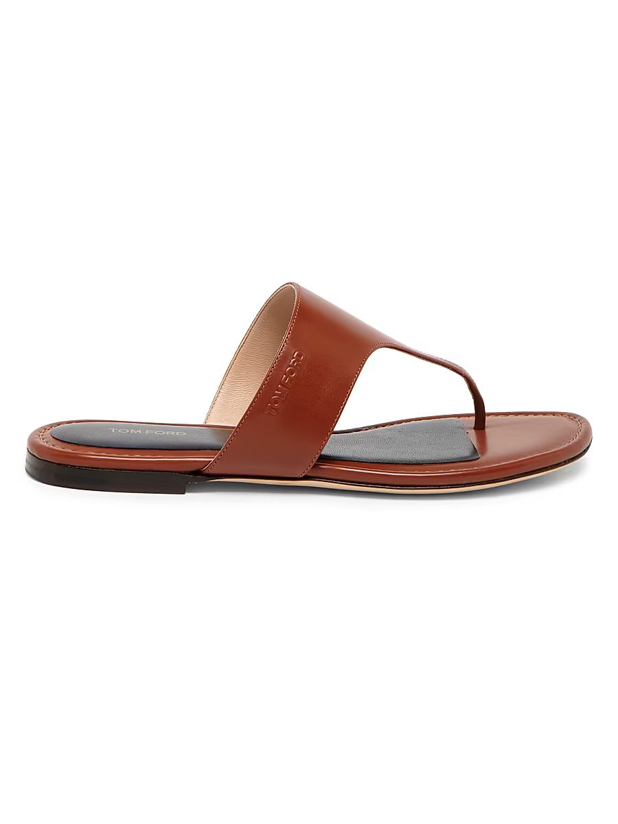Women's Leather Thong Sandals - Hazelnut - Size 12