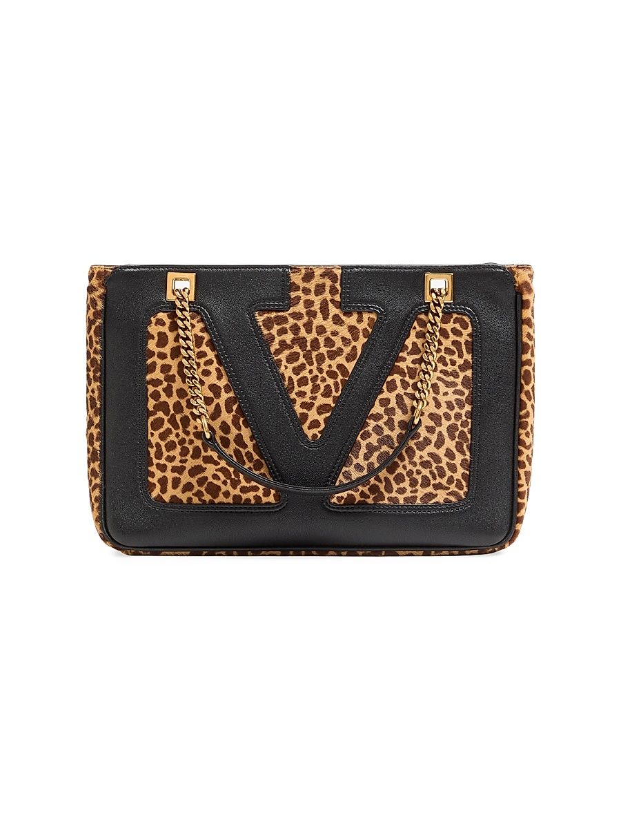 Women's Viva Superstar Small Shopping Bag in Pony-Effect Calfskin - Animal Print