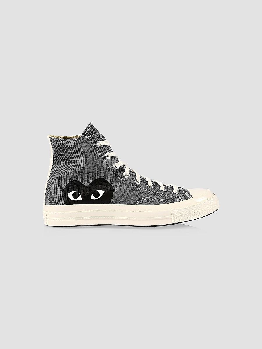 Unisex CdG PLAY x Converse Men's Chuck Taylor All Star Single Heart High-Top Sneakers - Grey - Size 12
