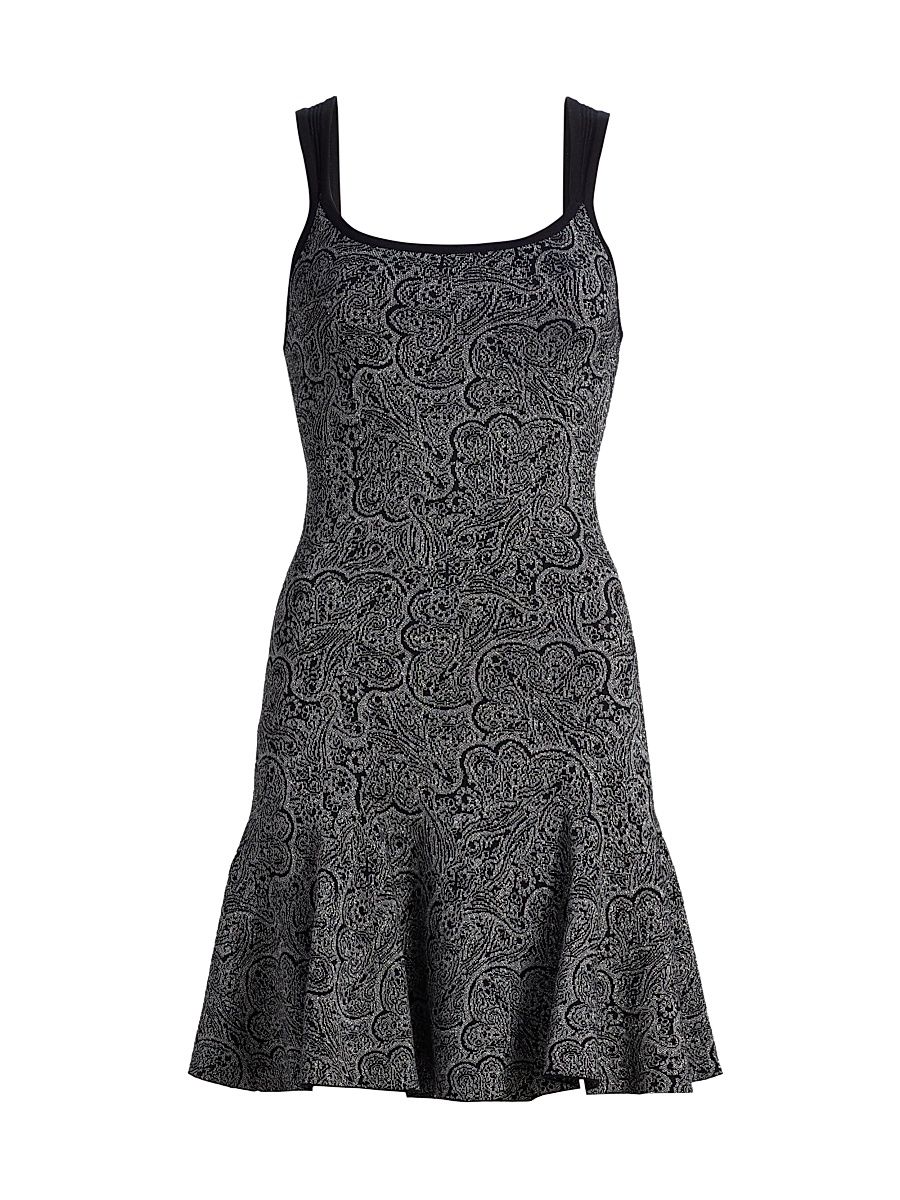 Women's Lidia Metallic Knit Minidress - Platinum Jacquard - Size XL