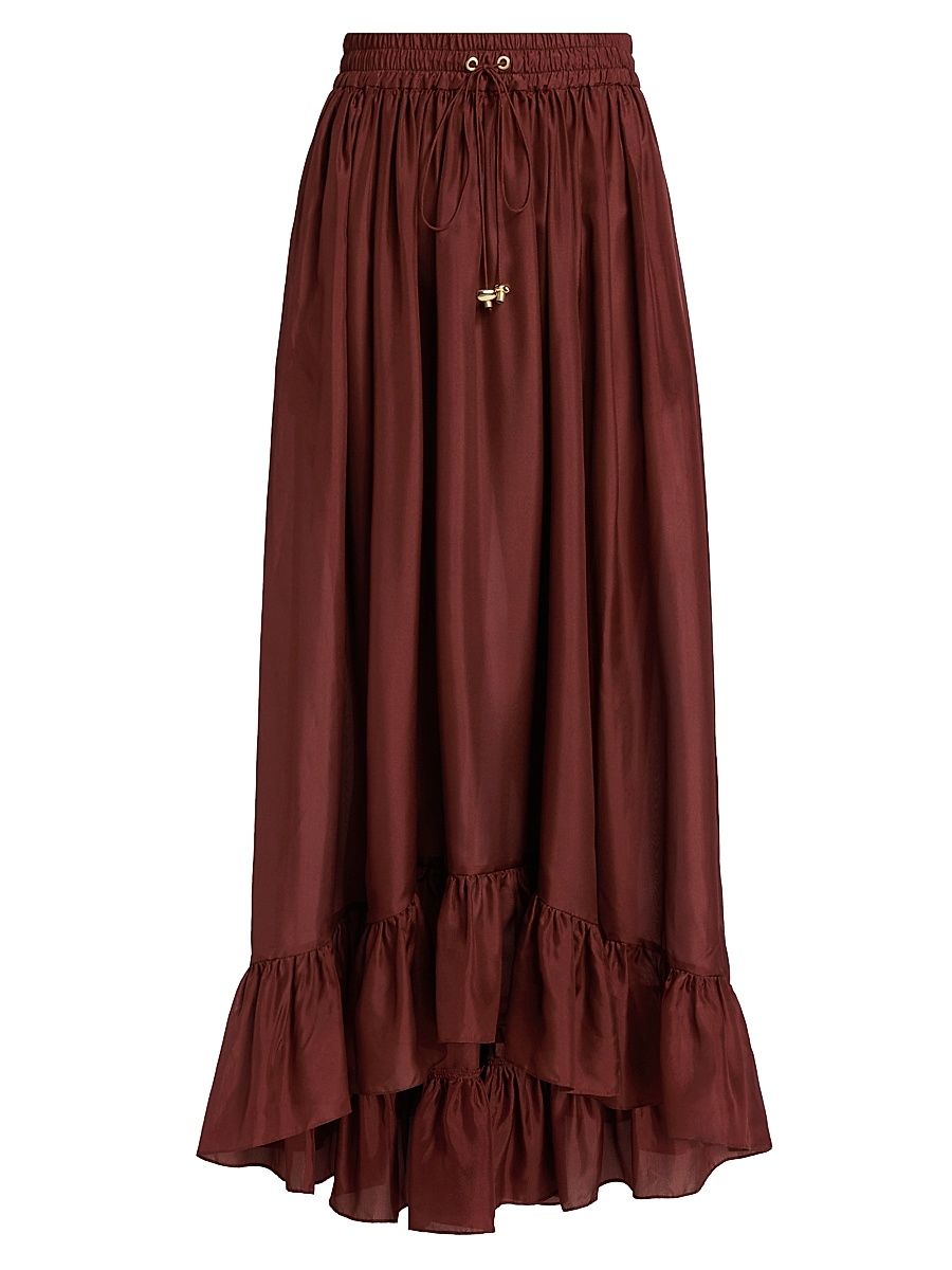 Women's Aster Silk Maxi Skirt - Merlot - Size 10