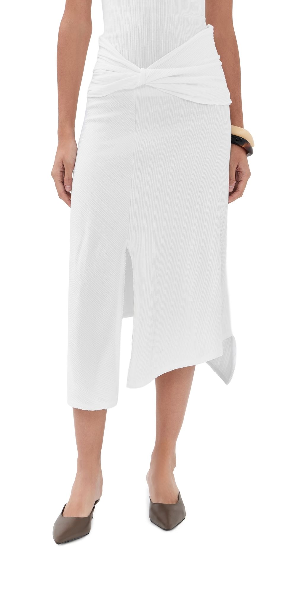 Victoria Beckham Twist Detail Midi Skirt White S
