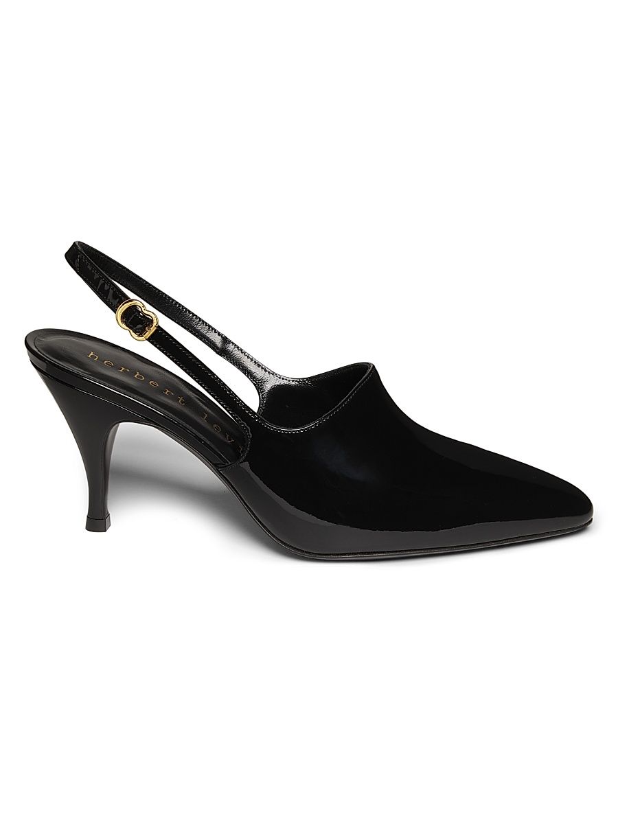 Women's Cover-Up Patent Leather 80MM Slingbacks - Patent Calf Skin Black - Size 12