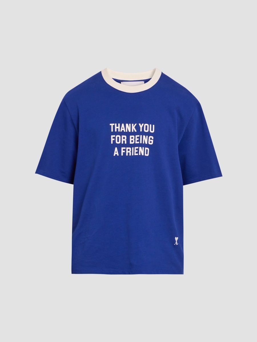 AMI Paris Men's Thank You For Being A Friend Boxy T-Shirt - Blue Roi - Size XXL