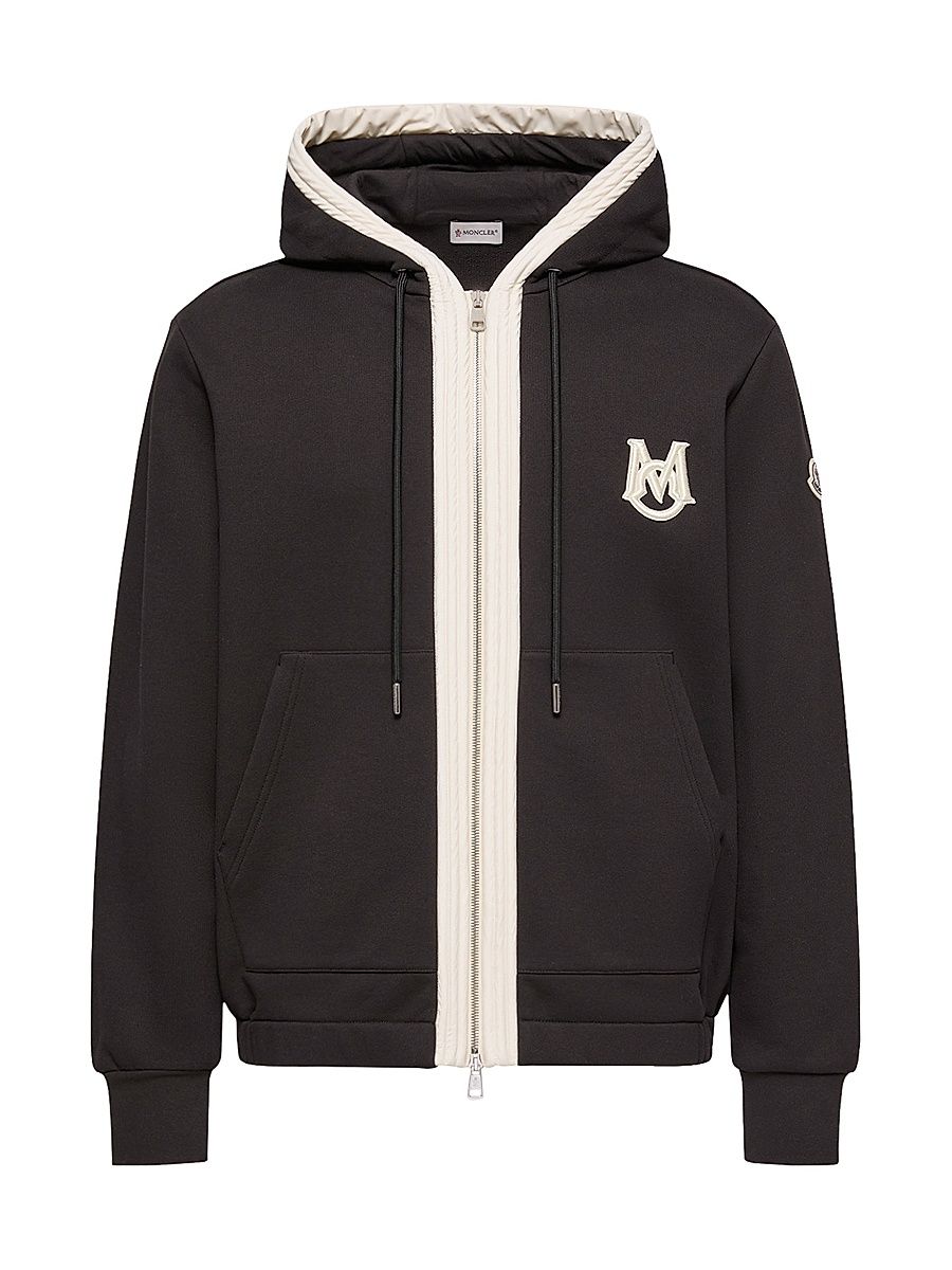 Men's Zip-Up Hoodie in Cotton - Black - Size XL