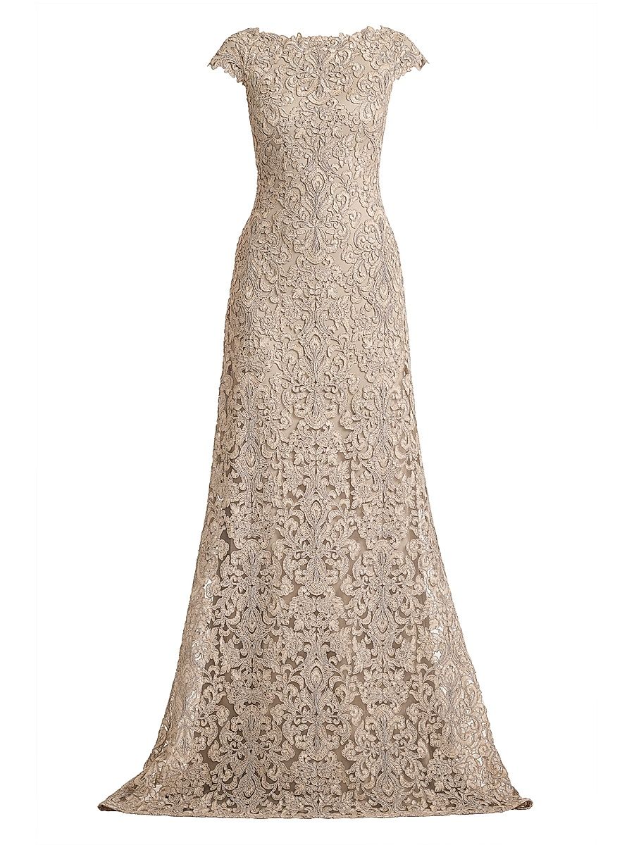 Women's Hoyt Lotus Embroidered Tulle Gown - Pumice - Size 20