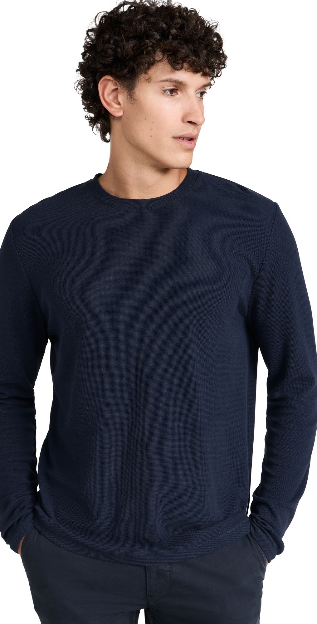 NN07 Clive Waffle Knit Tee Navy Blue L