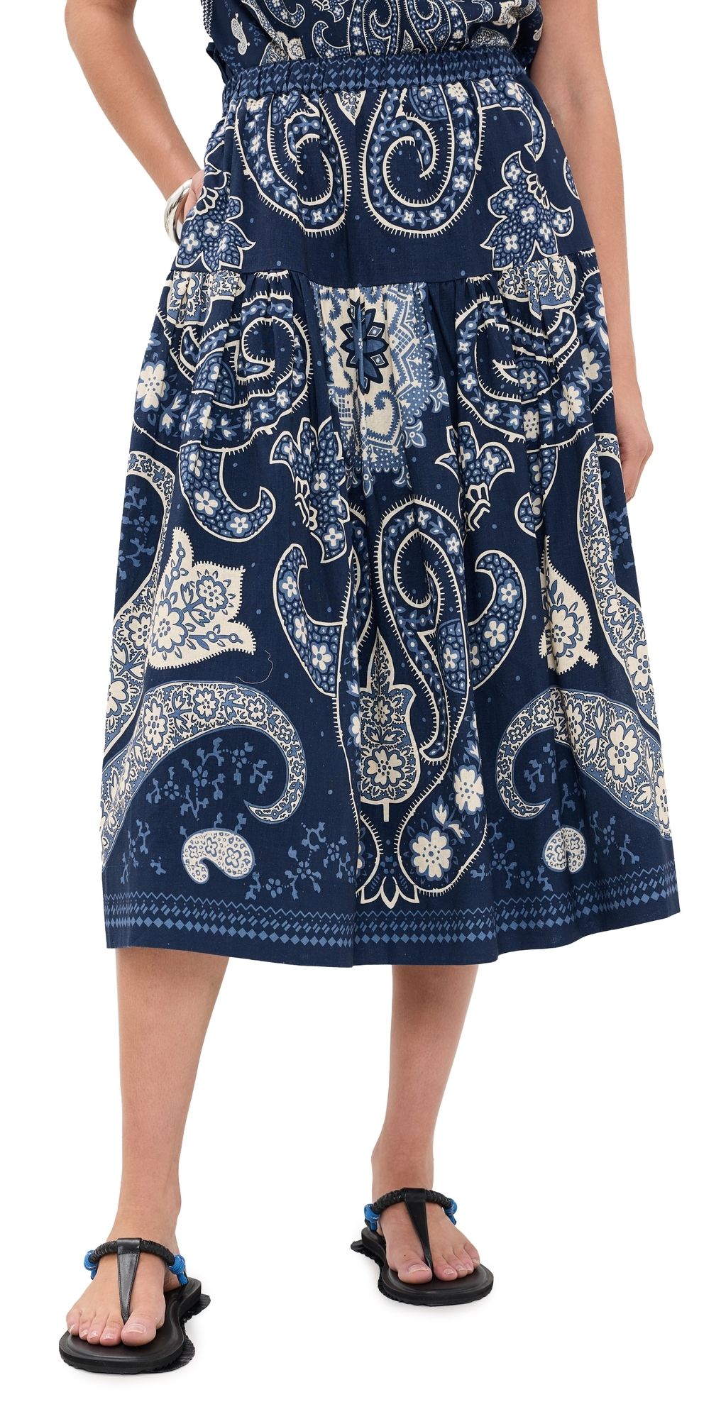 Sea Emelina Print Midi Skirt Navy XS