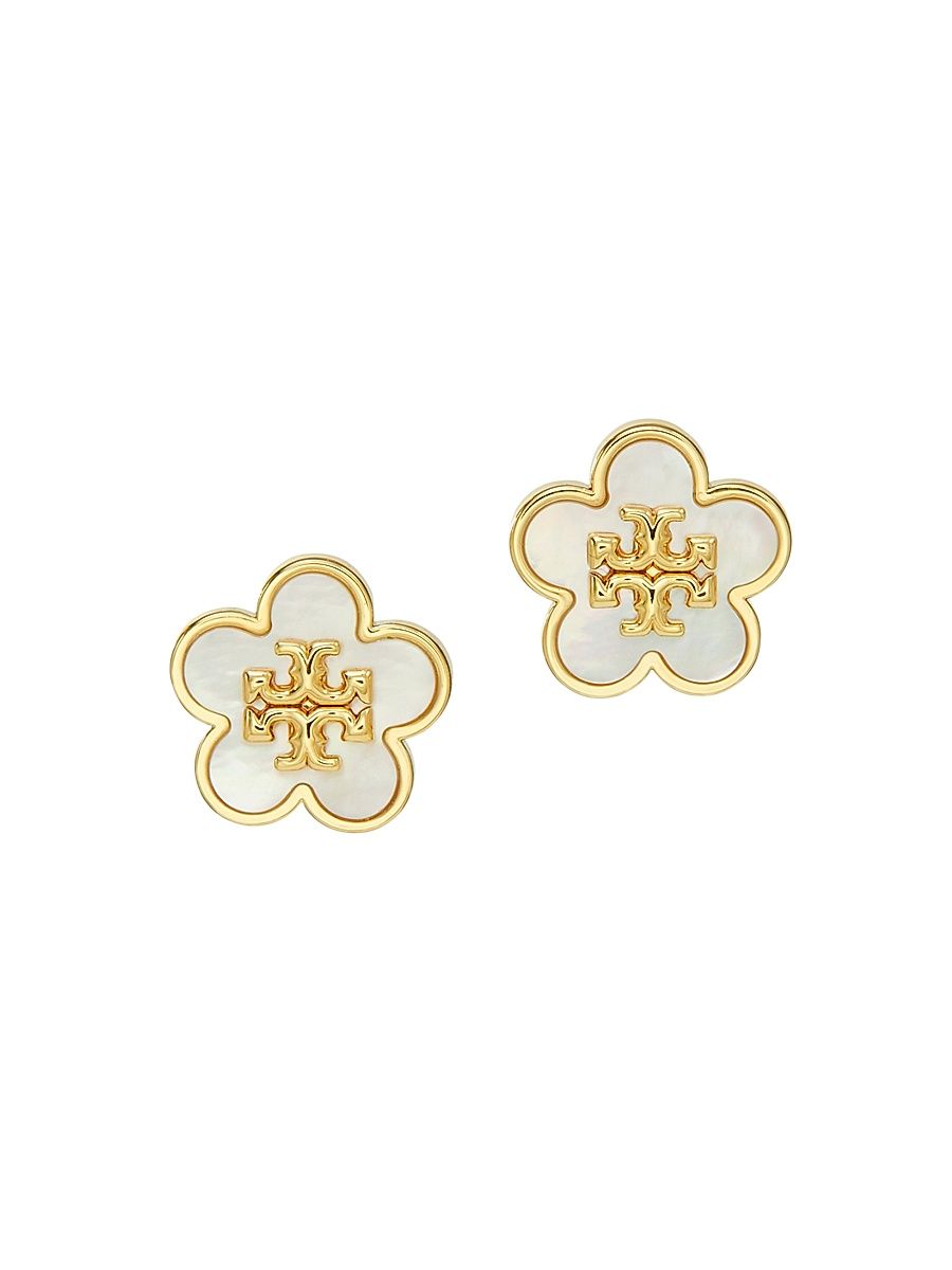 Women's Forget Me Not Mother of Pearl Stud Earrings - Tory Gold Mother Of Pearl
