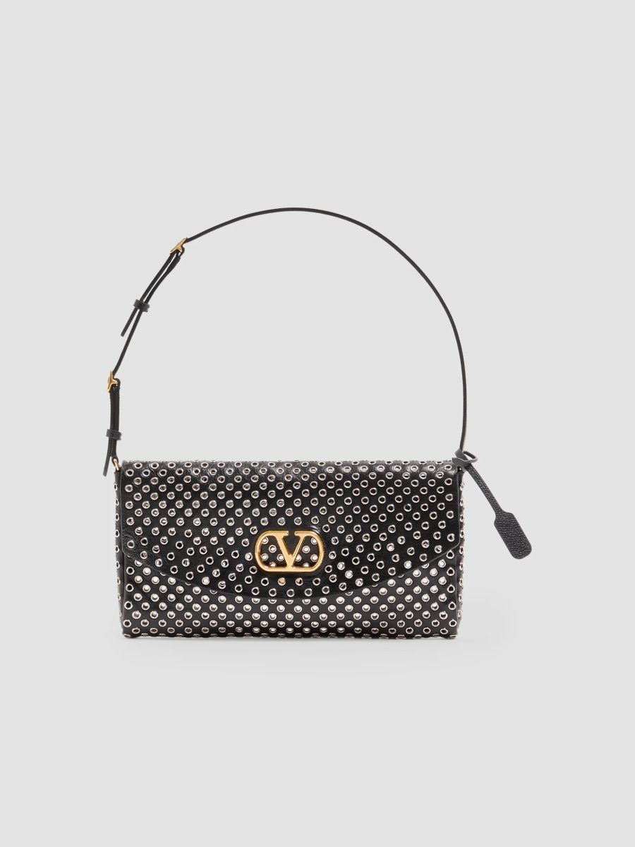 Valentino Women's Devain Small Shoulder Bag with Eyelets - Black