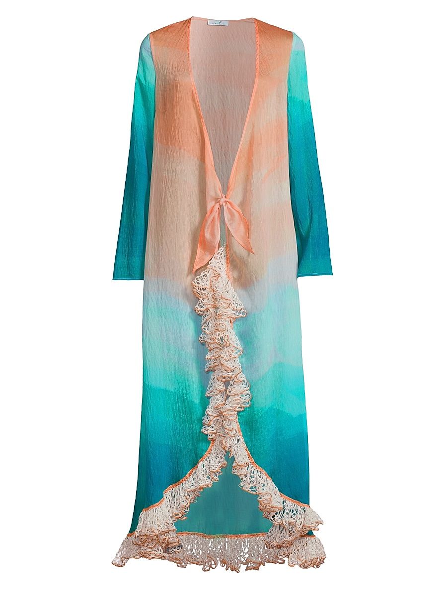 Women's Uma Ombré Long-Sleeve Caftan - Size Large