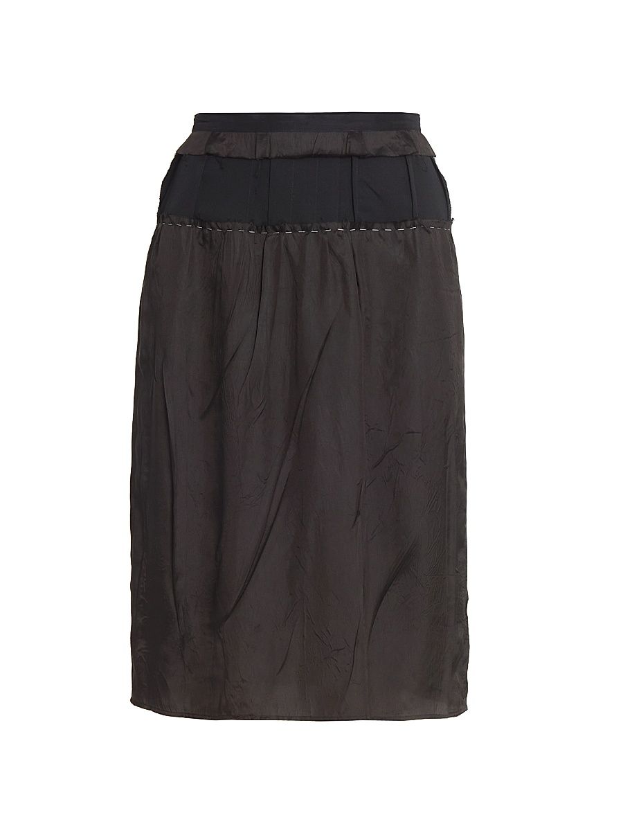 Women's Textured Gabardine Midi-Skirt - Dark Grey - Size 8