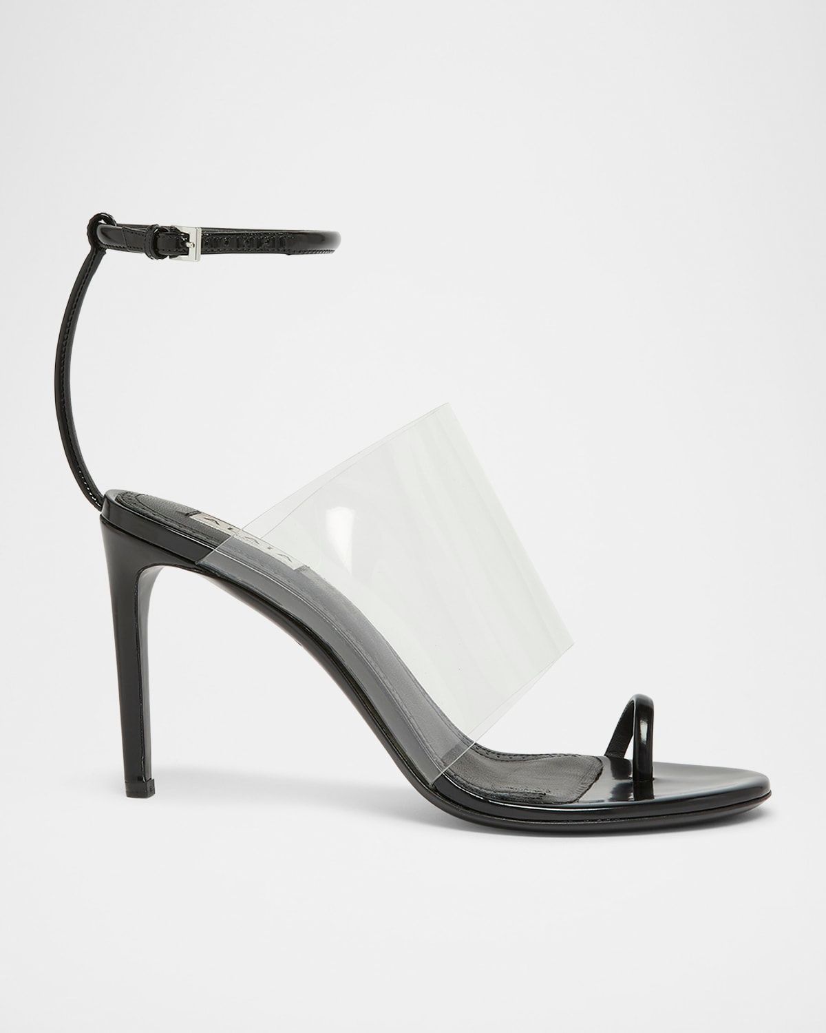 Asymmetric Clear Patent Leather Sandals