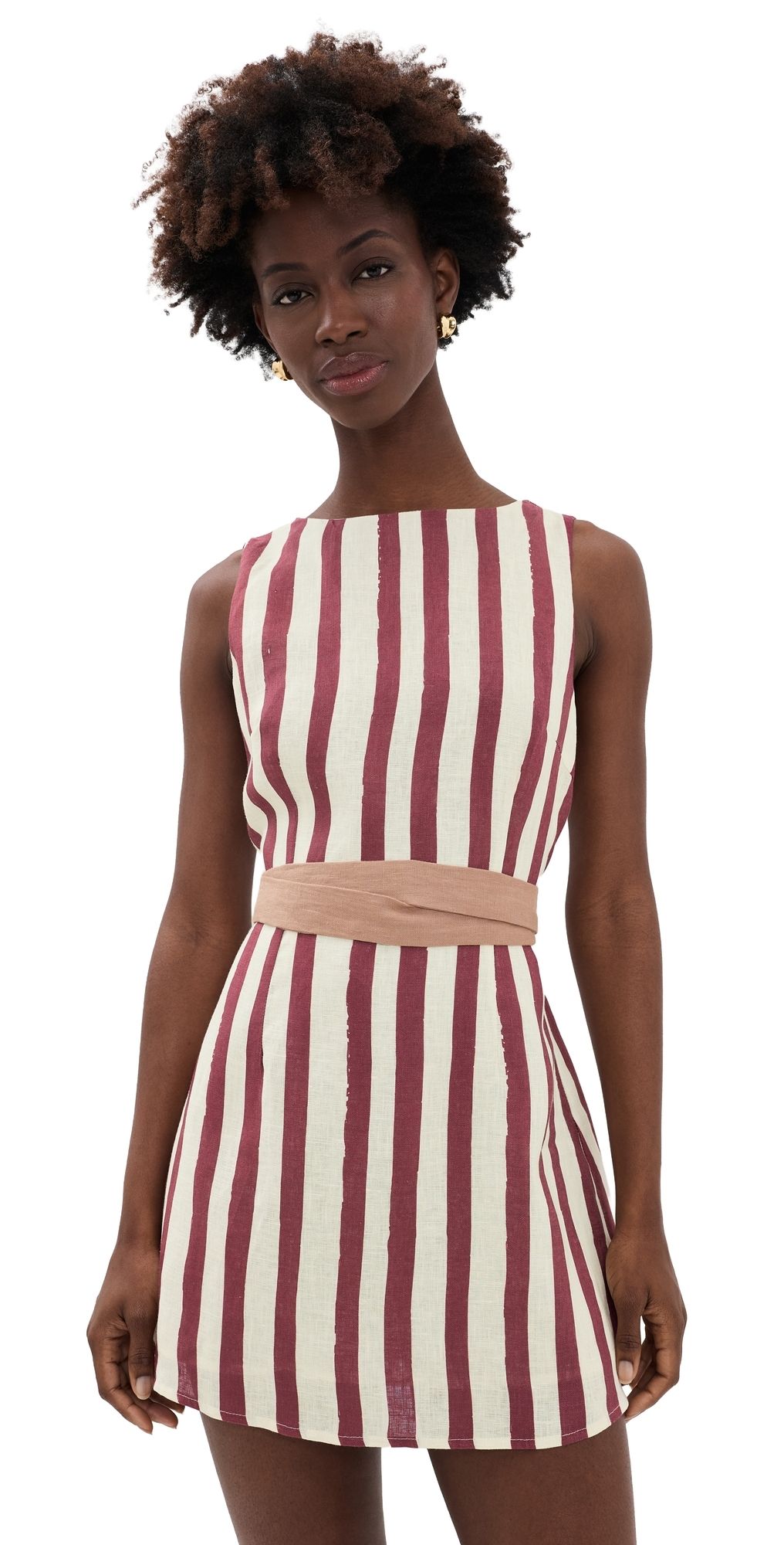 VRG GRL Lea Linen Mini Dress Burgundy S