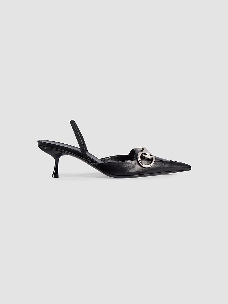 Women's Boulevard 55MM Leather Slingback Pumps - Black - Size 5.5