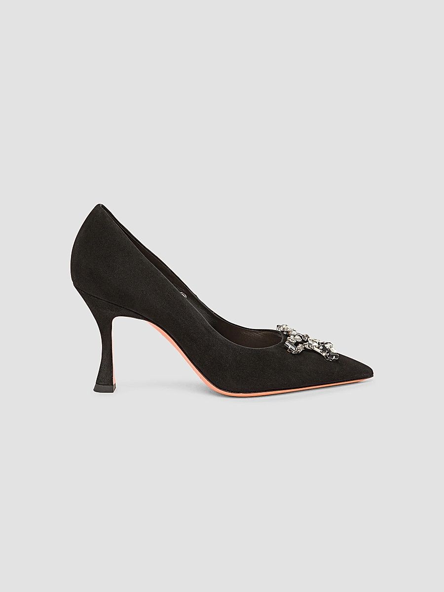 Santoni Women's Embellished 85MM Suede Pumps - Black - Size 12