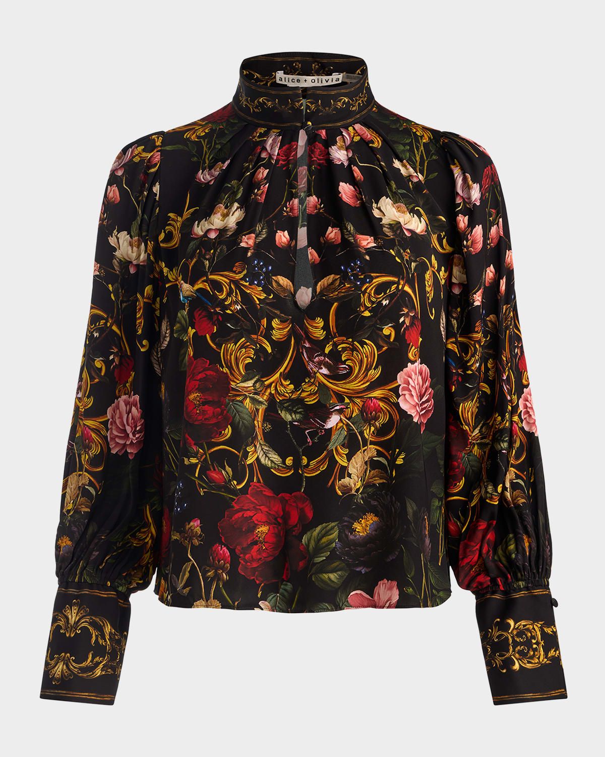Marion Floral Mock-Neck Blouse
