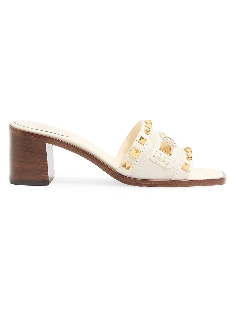 Women's Plaster Caster Slide Sandals in Goatskin 60MM - Ivory - Size 9