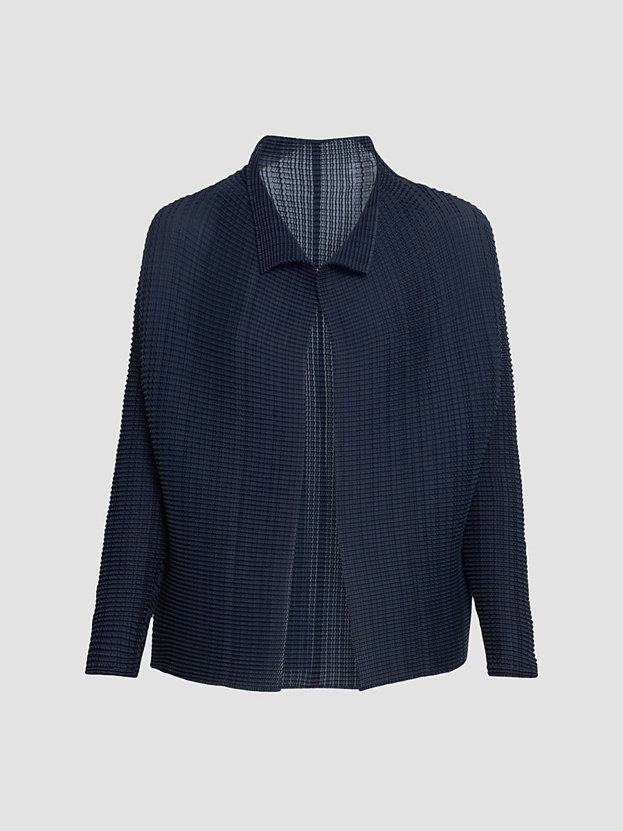 Women's Wooly Pleats Cardigan - Dark Navy - Size XS