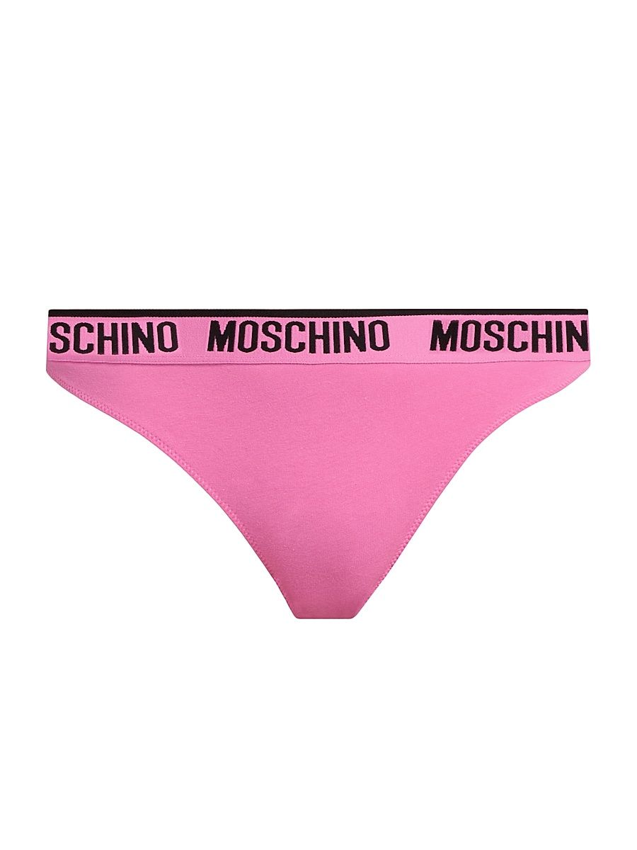 Women's Moschino Intimo Donna 2-Pack Logo Thong Set - Fucsia - Size Small