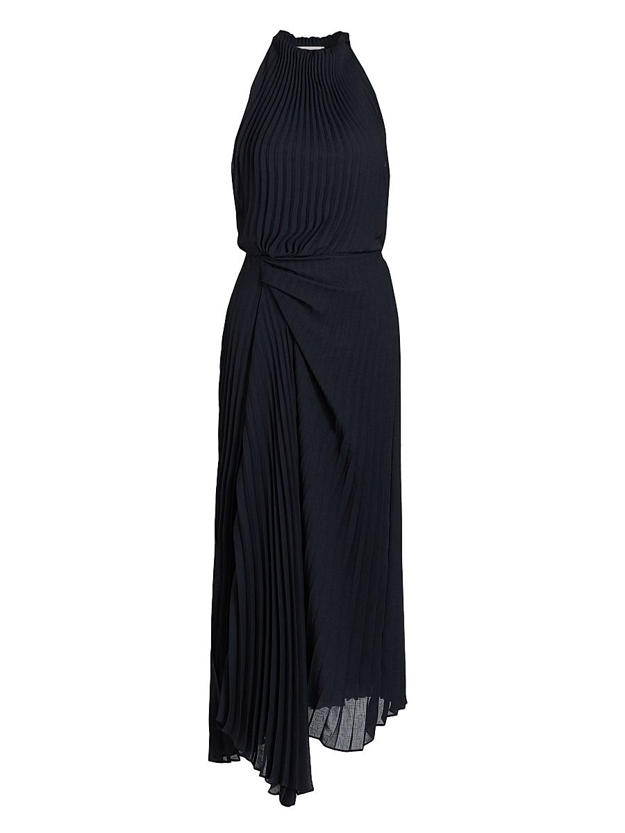 Women's Simona Pleated Asymmetric Dress - Deep Navy - Size 14
