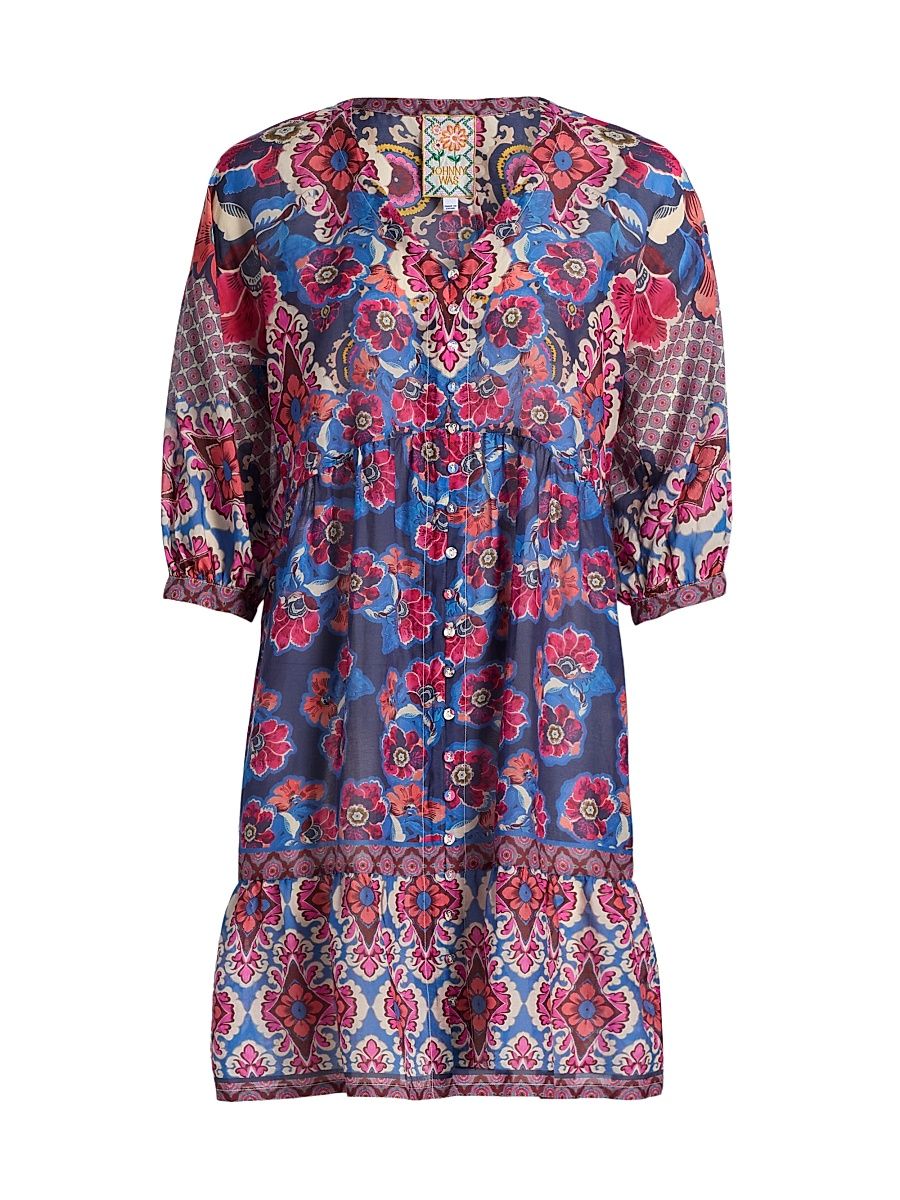 Women's Bletilla Cotton-Silk Minidress - Acanthus - Size Medium