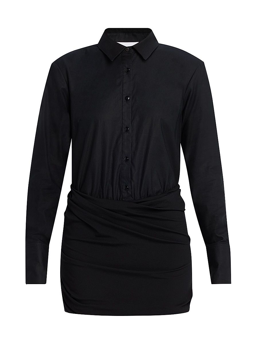 Women's Ariya Draped Mini Shirtdress - Black - Size 12