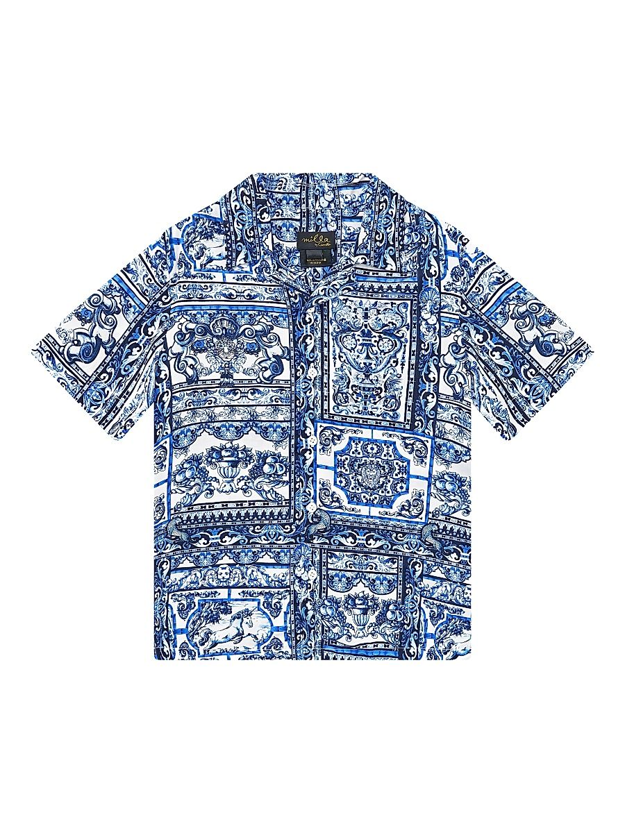 Little Boy's & Boy's Printed Short-Sleeve Shirt - Azul Aristocracy - Size 6