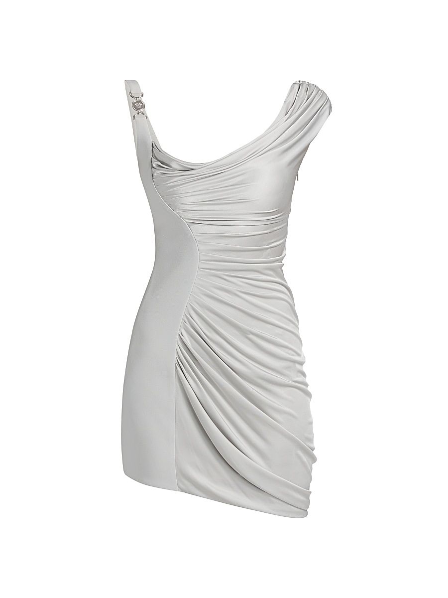 Women's Ruched Liquid Jersey Cocktail Dress - Silver Grey - Size 12