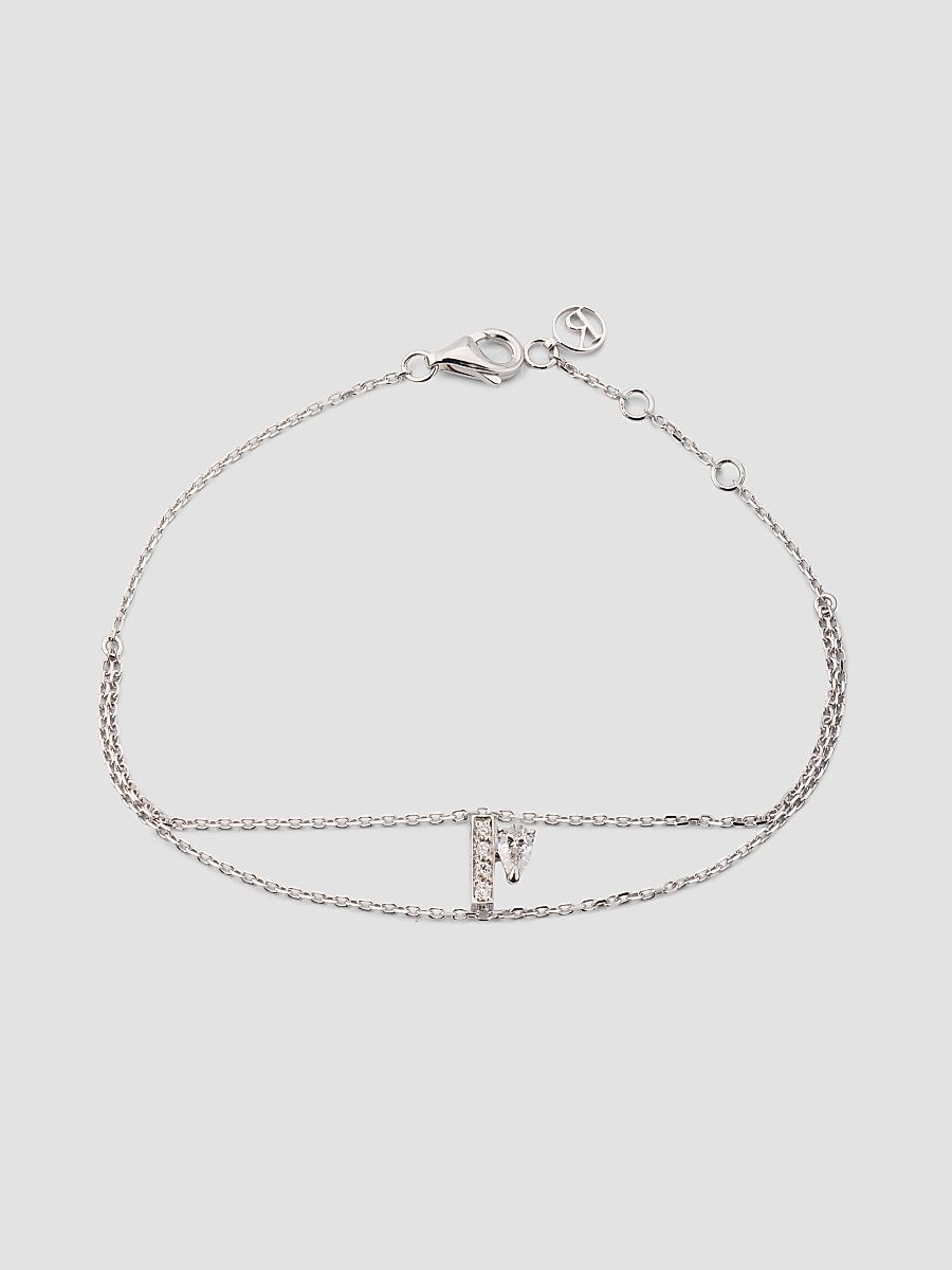 Women's Letters 18K White Gold & 0.20 TCW Diamond Bracelet - White Gold
