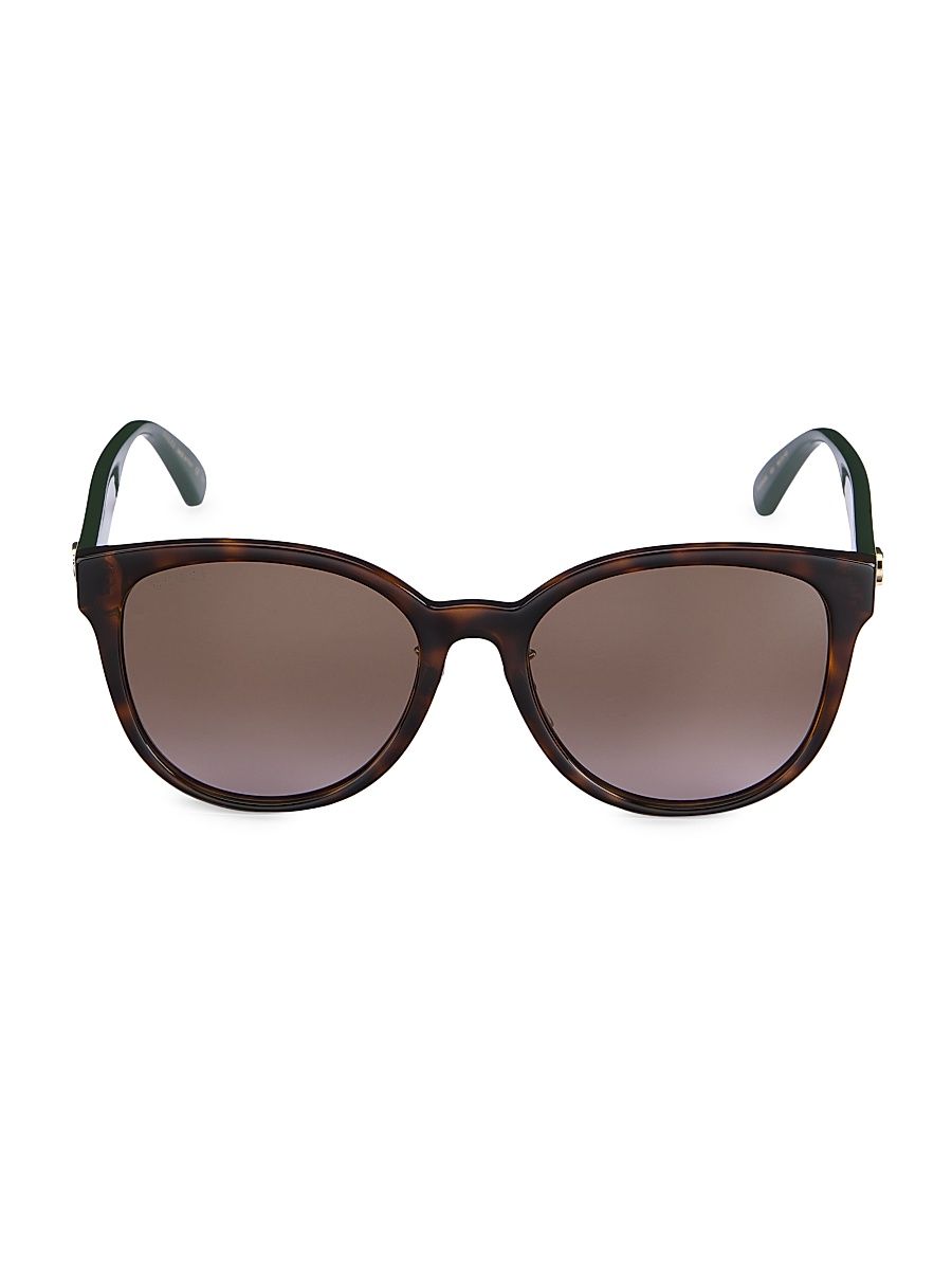 Women's 56MM Round Sunglasses - Havana Green Brown