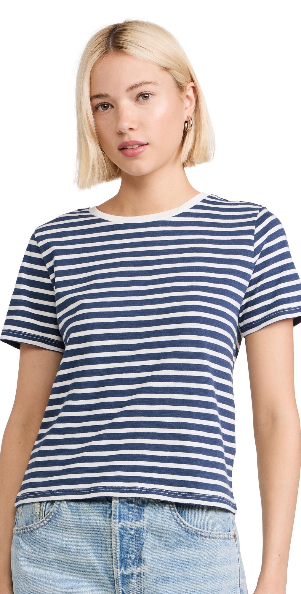 Nothing Please Boxy T-Shirt Stripes Cream/Blue L
