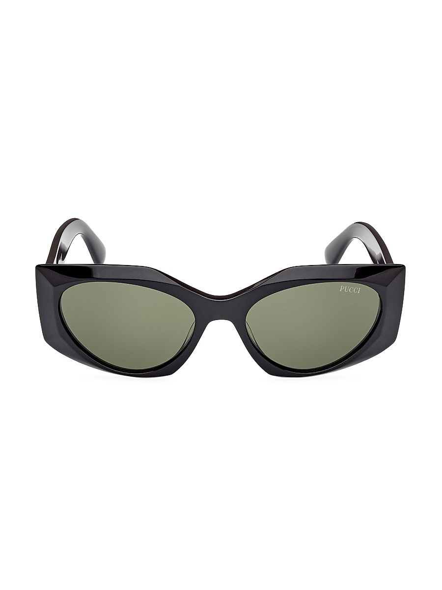 Women's 55MM Cat-Eye Sunglasses - Black Green