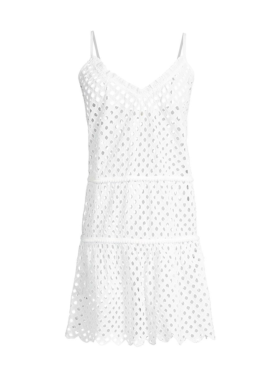 Women's Marg Cotton Tiered Minidress - White Eyelet - Size XL