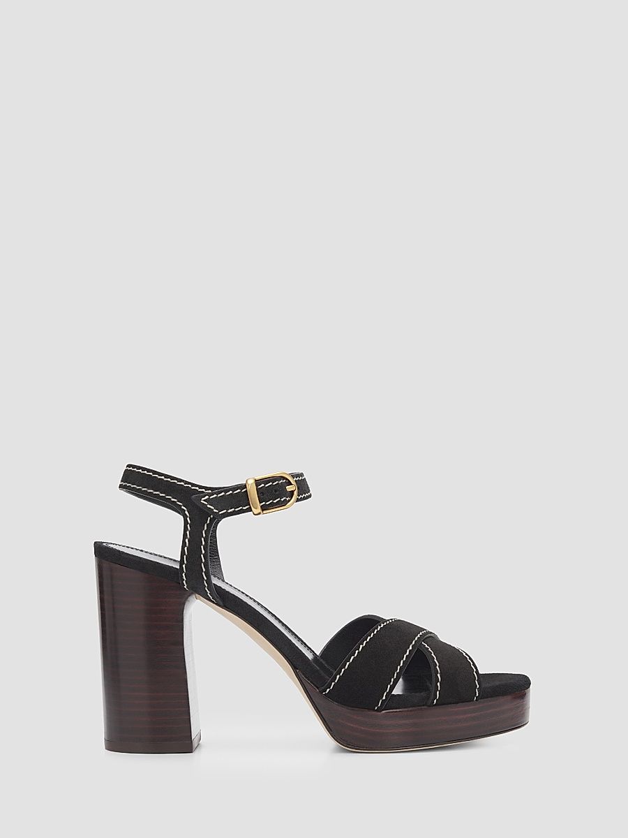 Women's Park Platform 85MM Suede Strappy Sandals - Black - Size 9.5