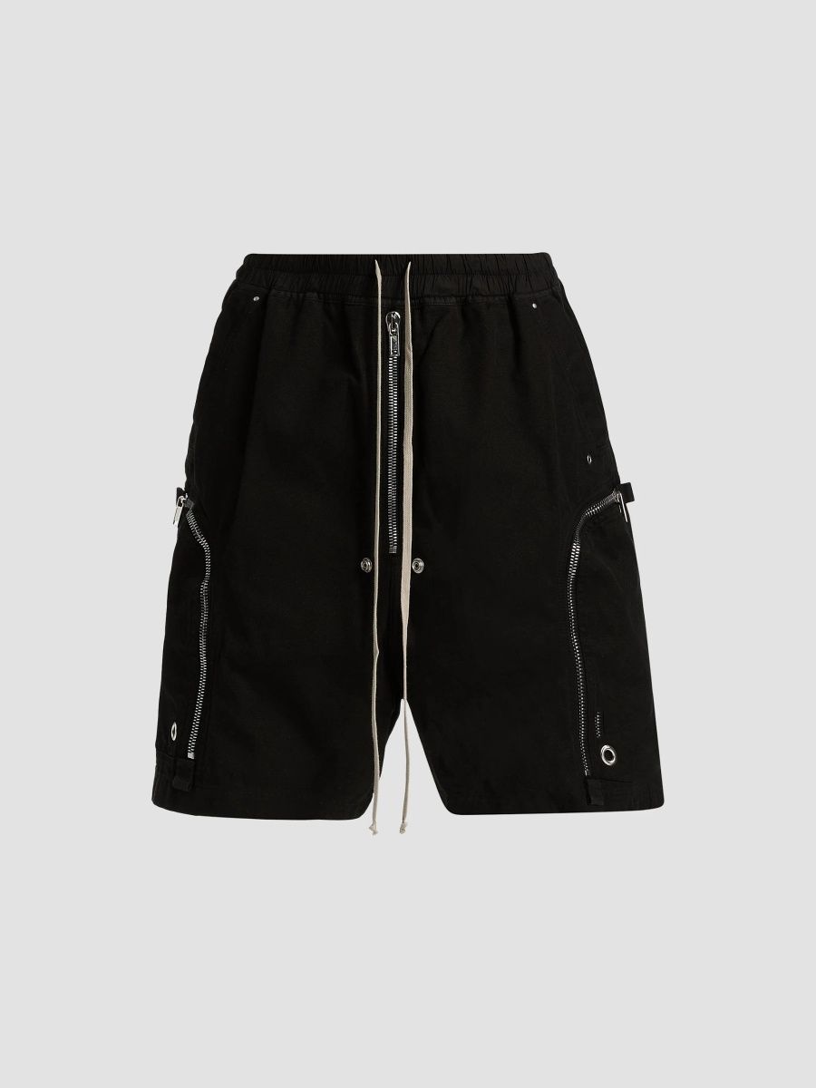 DRKSHDW by Rick Owens Men's Bauhaus Pods Drawstring Denim Shorts - Black - Size Large