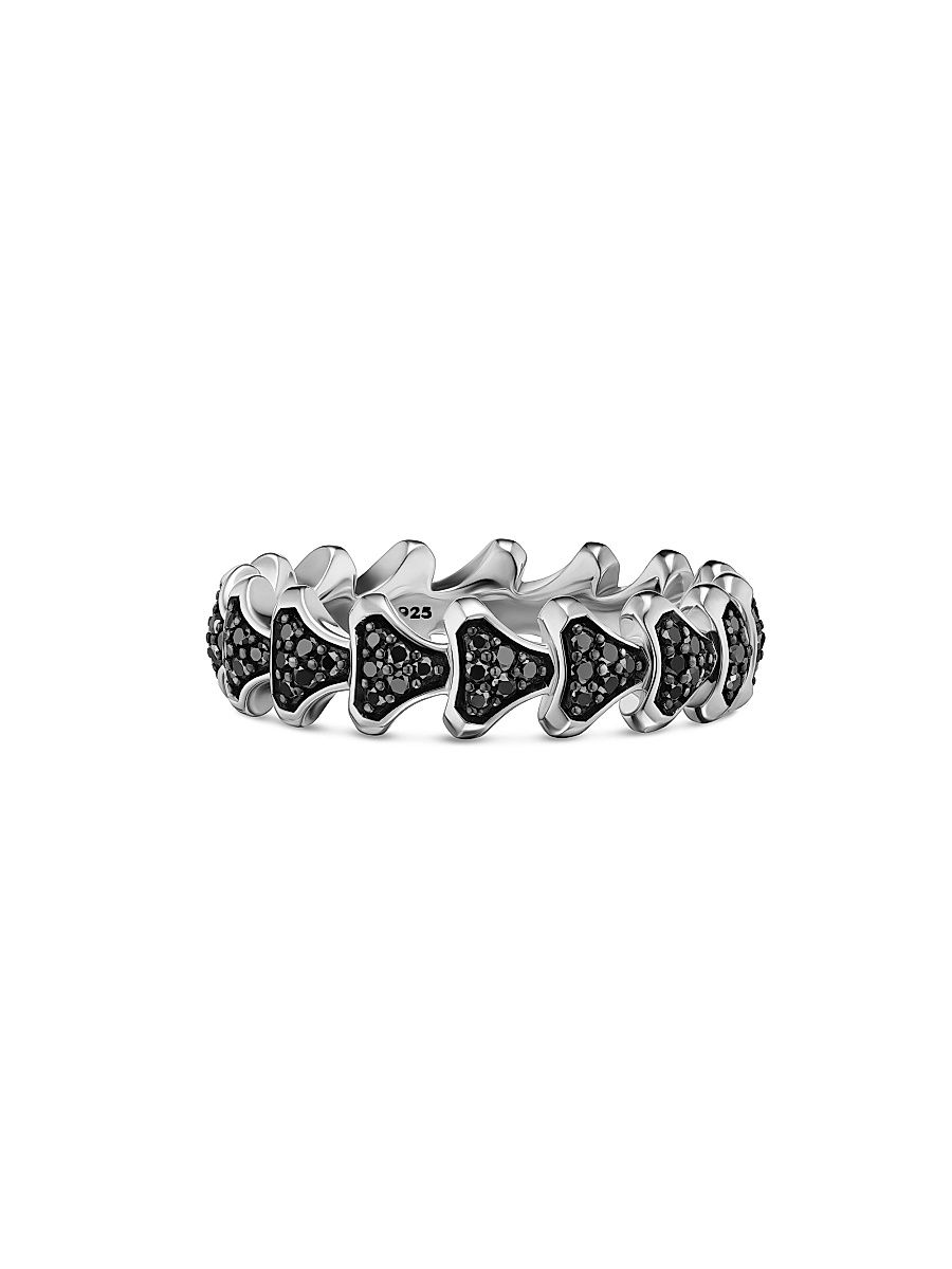 Men's Armory Band Ring in Sterling Silver - Black Diamond - Size 9