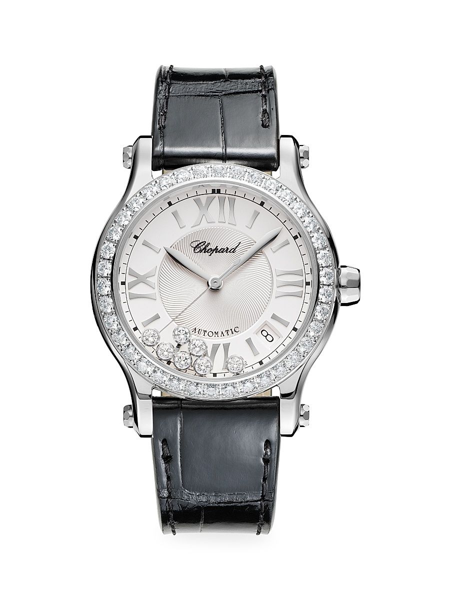 Women's Happy Sport Stainless Steel, Diamond & Alligator-Strap Watch - Stainless Steel