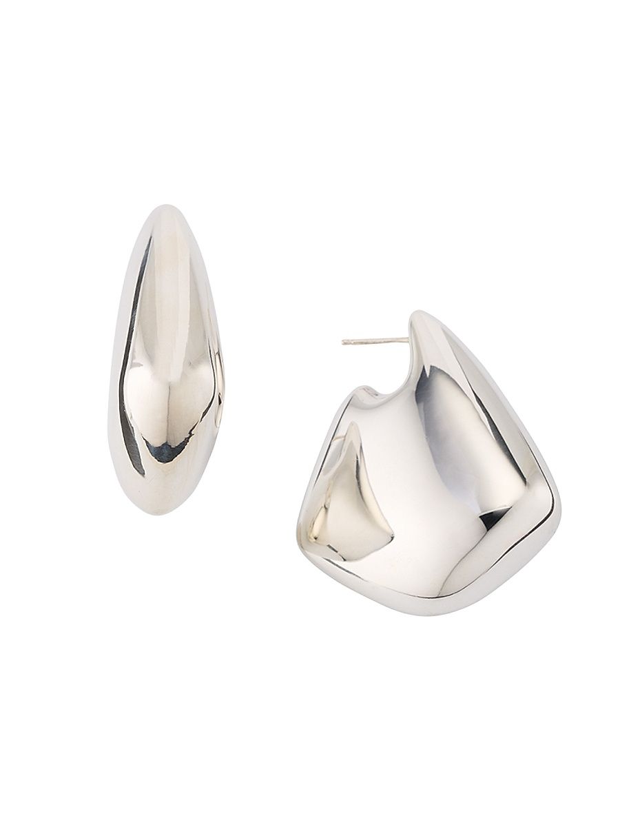 Women's Large Fin Sterling Silver Earrings - Silver