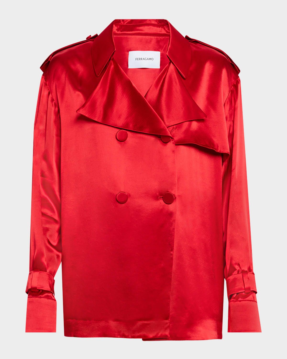 Double-Breasted Satin Jacket