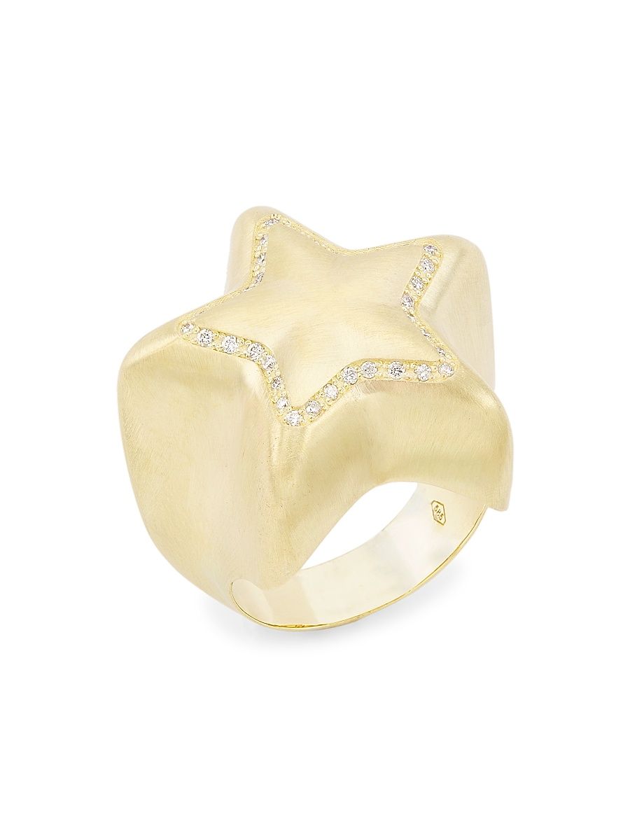 Women's 14K Yellow Gold & 0.2 TCW Diamond Star Ring - Yellow Gold - Size 7