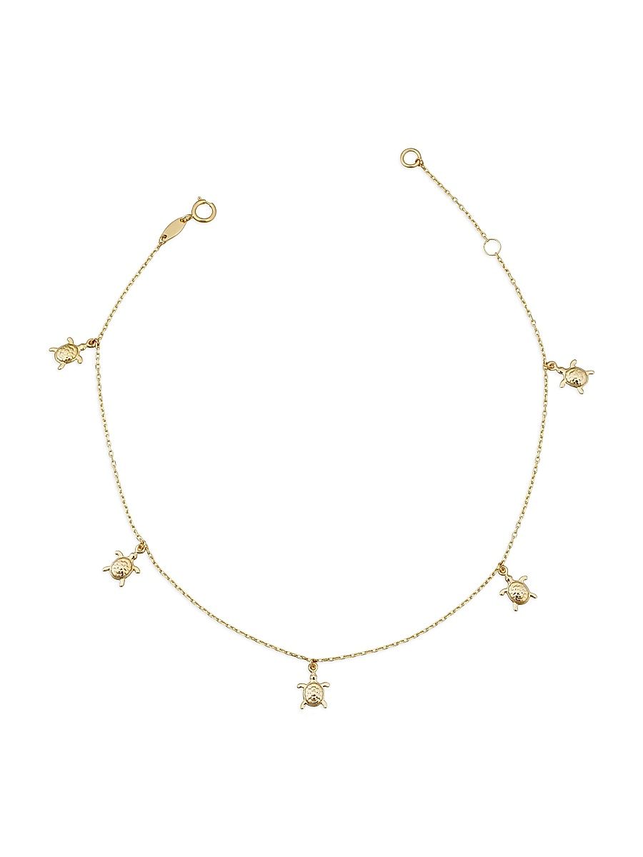 Women's 14K Yellow Gold Sea Turtle Anklet - Yellow Gold
