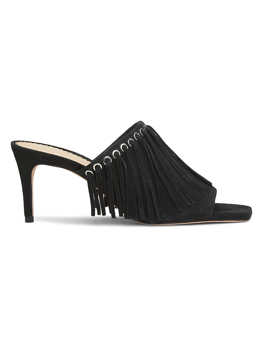 Women's Sabrina 70MM Fringed Suede Sandals - Black - Size 10.5