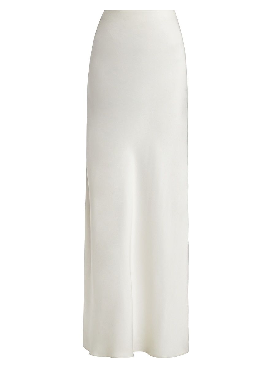 Women's Satin Charmeuse Bias Maxi Skirt - Ivory - Size 12